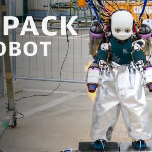 Robot researchers build "iRon Cub" jet pack robot