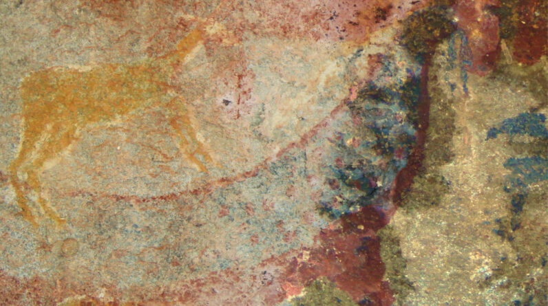 South African rock art of mystery creature ‘strangely flexed like a banana’ might be tusked reptile that predated dinosaurs