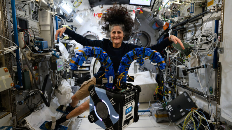 NASA commander Suni Williams meets tentacled Astrobee robot on ISS