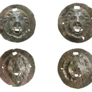 ‘Puzzling’ bronze discs adorned with lion heads discovered in Roman-era grave