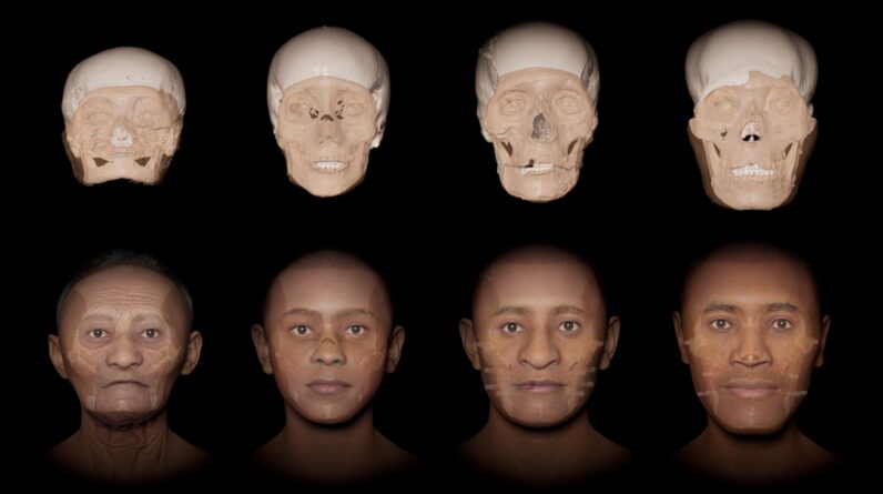 Scientists have digitally removed the ‘death masks’ from four Colombian mummies, revealing their faces for the first time