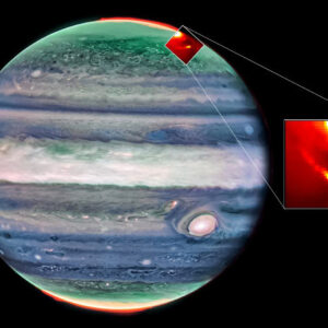 Webb Captures Io’s and Europa’s Auroral Footprints in Jupiter’s Atmosphere