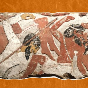 Relief fragment with vanquished enemies: A 3,400-year-old depiction of an Egyptian pharaoh crushing western Asian soldiers under his royal chariot