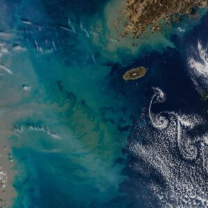Giant underwater plume blasts into swirling cloud ‘street’ in the East China Sea โ Earth from space