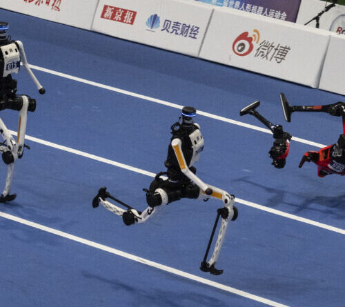 World humanoid robot games show runners breaking records, bursting into flames